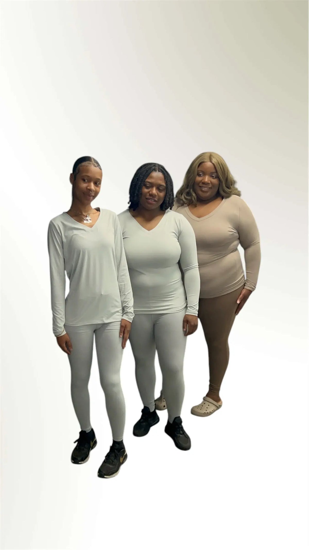 Plus Brushed Microfiber Long Sleeve V-Neck - QueenzReign