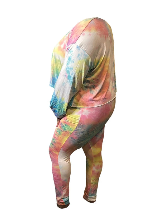 Pastel Tie - Dye Plus Legging Set - QueenzReign