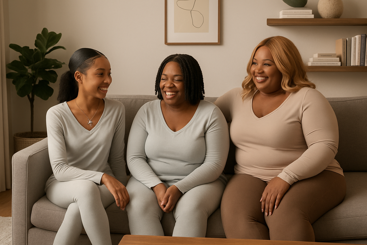 Plus Brushed Microfiber Long Sleeve V-Neck