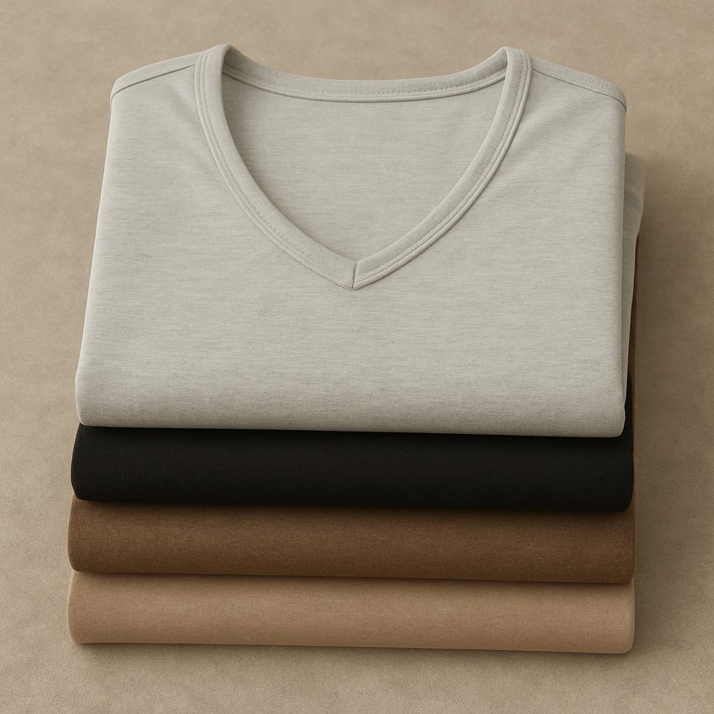 Plus Brushed Microfiber Long Sleeve V-Neck