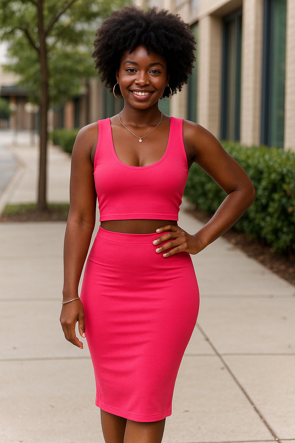 Pink 2-Piece Skirt Set